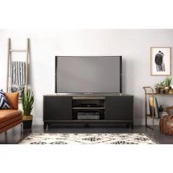Arrow 71 in. Bark Gray and Black Engineered Wood TV Stand Fits TVs Up to 80 in. with Storage Doors by Nexera -Nexera Sales Store bark grey and black nexera tv stands 402326 31 1000