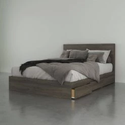 Elephant 81.75 in. W Bark Grey Laminate Queen Size Wood Frame Platform Bed with 3 Drawers and Headboard by Nexera -Nexera Sales Store bark grey laminate nexera platform beds 402360 31 1000