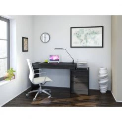 Sereni-T 48 in. Rectangular Black and Ebony Melamine Reversible Writing Desk with Filing Cabinet by Nexera 11 Sereni-T 48 in. Rectangular Black and Ebony Melamine Reversible Writing Desk with Filing Cabinet by Nexera -Nexera Sales Store black and ebony melamine nexera computer desks 400616 31 1000