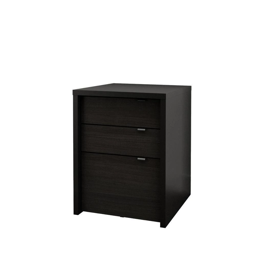 Sereni-T 48 in. Rectangular Black and Ebony Melamine Reversible Writing Desk with Filing Cabinet by Nexera 6 Sereni-T 48 in. Rectangular Black and Ebony Melamine Reversible Writing Desk with Filing Cabinet by Nexera - Image 4