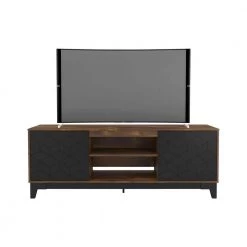 Hexagon 72 in. Black and Truffle TV Stand Fits TV's up to 80 in. with Cable Management and 2-Doors by Nexera