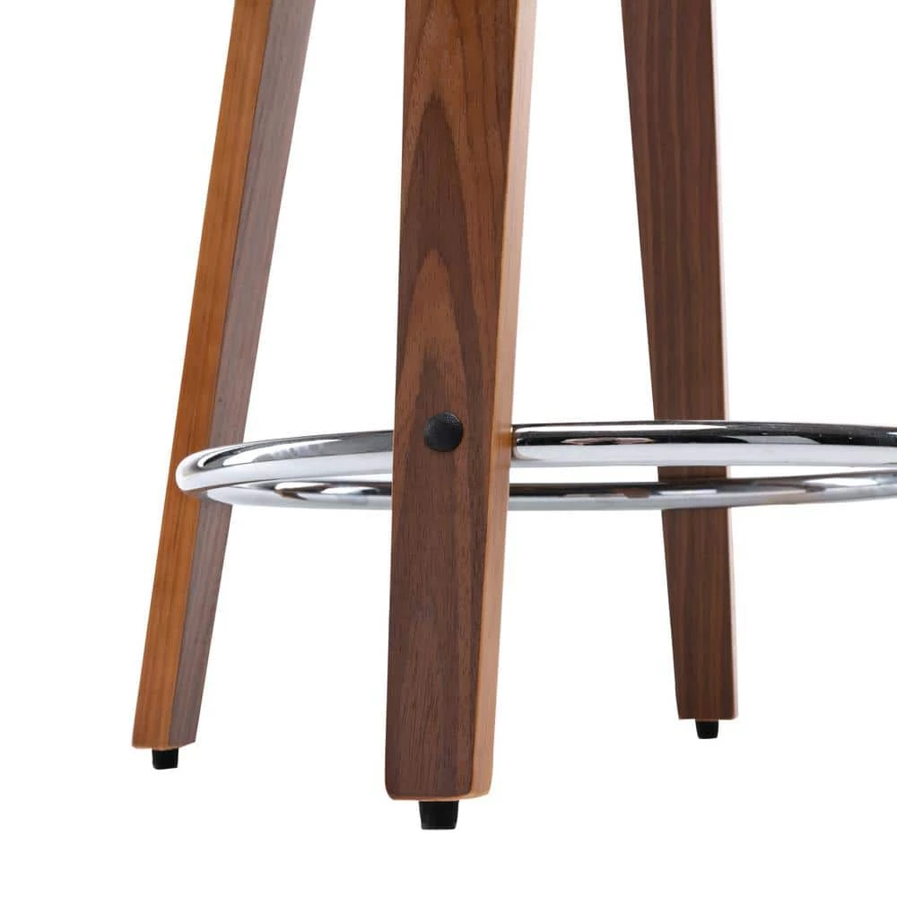 24.8 in. Seat Height Black Faux Leather Modern Barrel Swivel Counter Stool with Round Metal Kickplate by ELUXURY 6 24.8 in. Seat Height Black Faux Leather Modern Barrel Swivel Counter Stool with Round Metal Kickplate by ELUXURY - Image 5