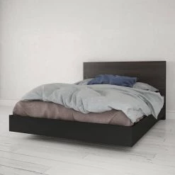 Opaci-T 81.75 in. W Black Melamine and Ebony Laminate Queen Size Wood Frame Platform Bed with Headboard by Nexera 13 Opaci-T 81.75 in. W Black Melamine and Ebony Laminate Queen Size Wood Frame Platform Bed with Headboard by Nexera -Nexera Sales Store black melamine and ebony laminate nexera platform beds 400915 31 1000