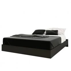 Opaci-T 81.75 in. W Black Melamine and Ebony Laminate Queen Size Wood Frame Platform Bed with Headboard by Nexera