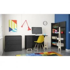 Atypik 47.25 in. W Rectangular Black Melamine/Lacquer and Plywood Writing Desk by Nexera -Nexera Sales Store black melamine lacquer plywood nexera computer desks 403049 31 1000