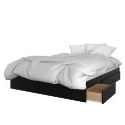Epik 81.75 in. W Black Melamine Queen Size Wood Frame Platform Bed with 3 Drawers and Headboard by Nexera