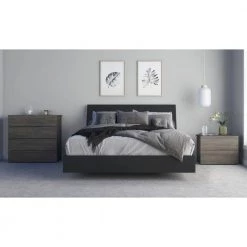 Corbo Black Queen Size Platform Bed and Storage Headboard by Nexera -Nexera Sales Store black nexera platform beds 400812 31 1000