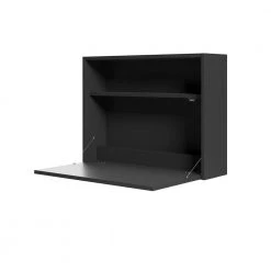Slim 27 in. Rectangular Black Wood Secretary Desk with Drop Down Work Surface by Nexera