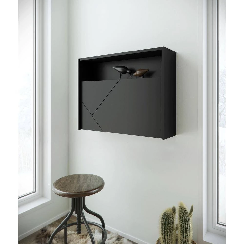 Slim 27 in. Rectangular Black Wood Secretary Desk with Drop Down Work Surface by Nexera 5 Slim 27 in. Rectangular Black Wood Secretary Desk with Drop Down Work Surface by Nexera - Image 3