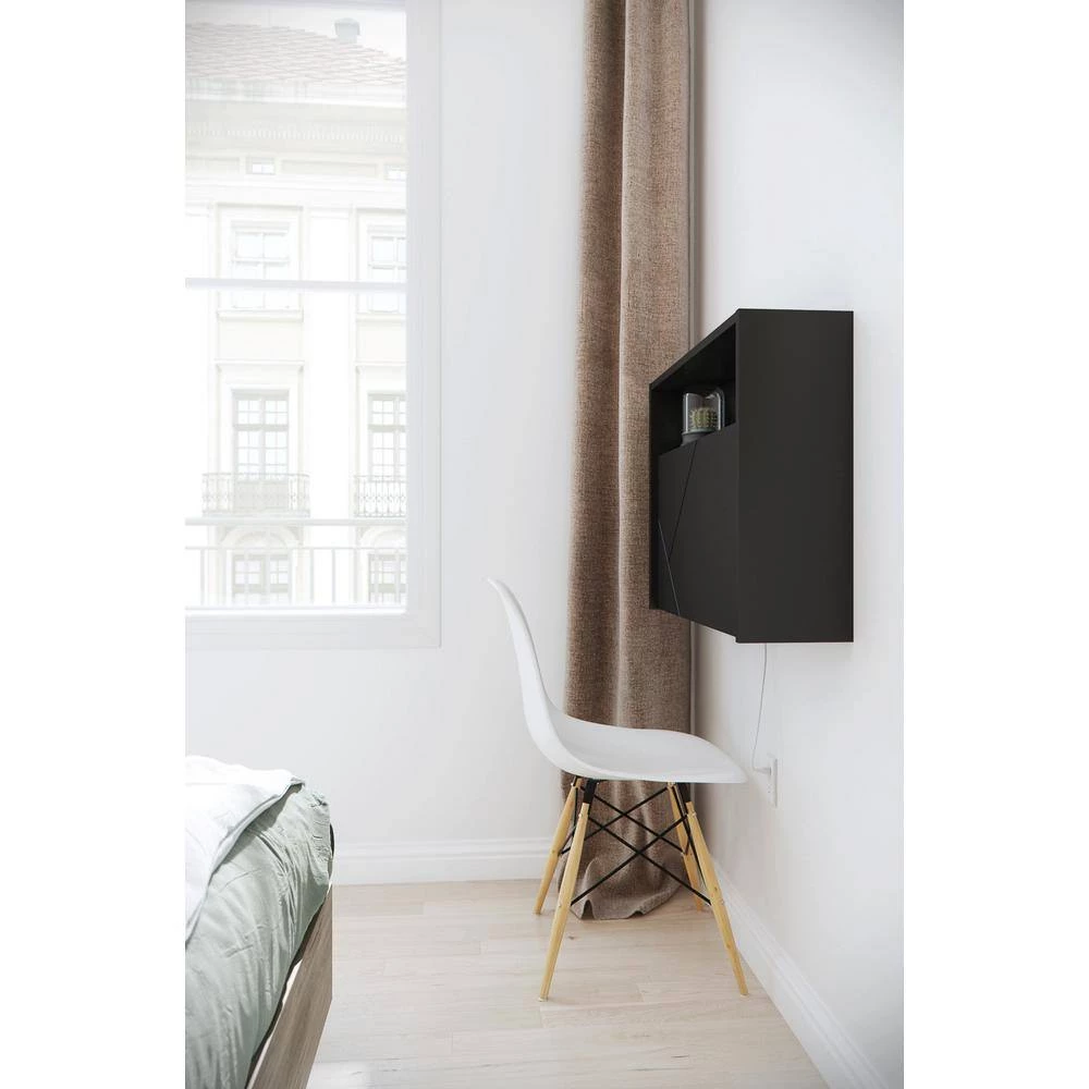 Slim 27 in. Rectangular Black Wood Secretary Desk with Drop Down Work Surface by Nexera 4 Slim 27 in. Rectangular Black Wood Secretary Desk with Drop Down Work Surface by Nexera - Image 2