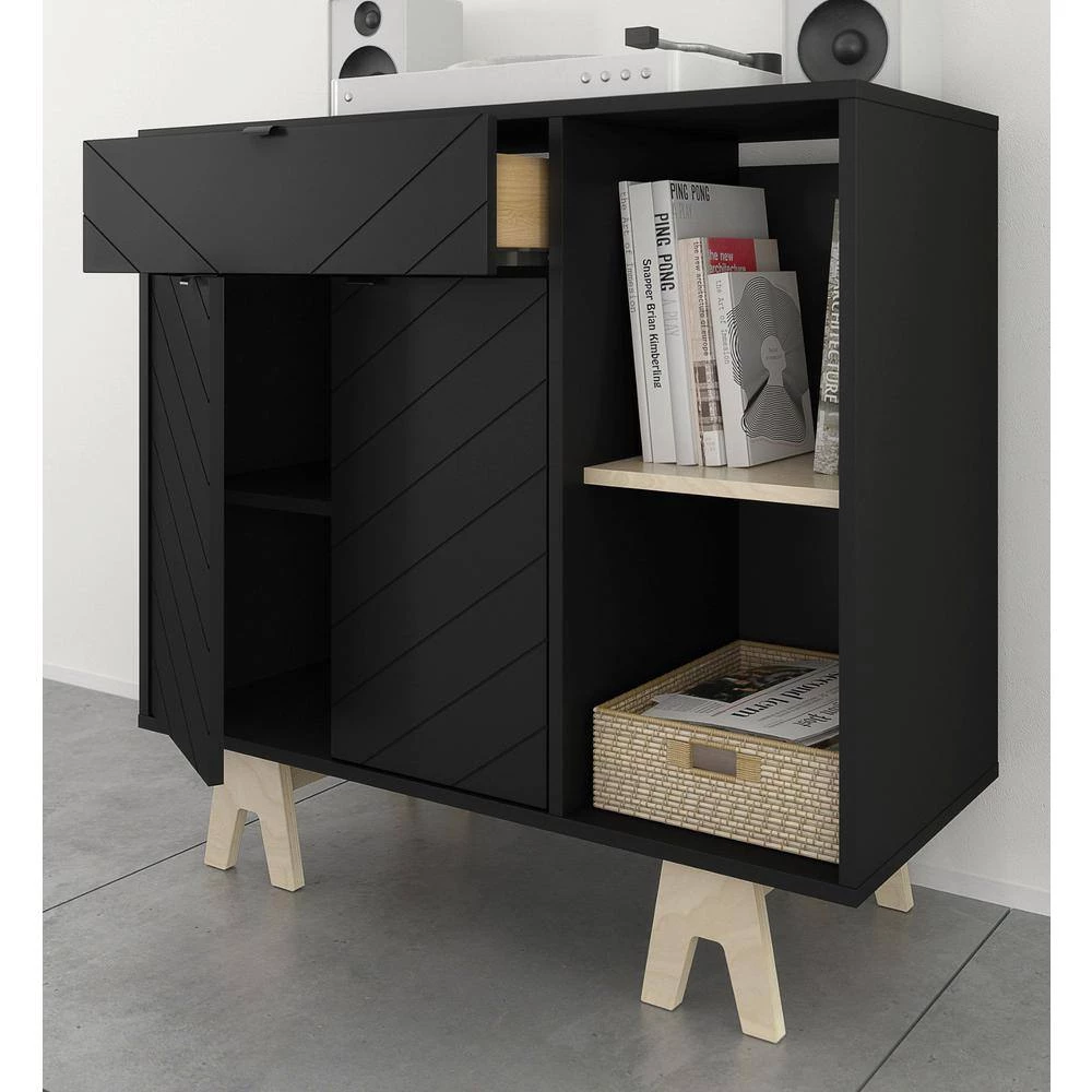 Gossip Black Sideboard with Accent Doors by Nexera 3 Gossip Black Sideboard with Accent Doors by Nexera - Image 2