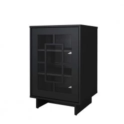 Paragon Black with Rectangular Design Detail Accent Cabinet with 1-Glass Door by Nexera