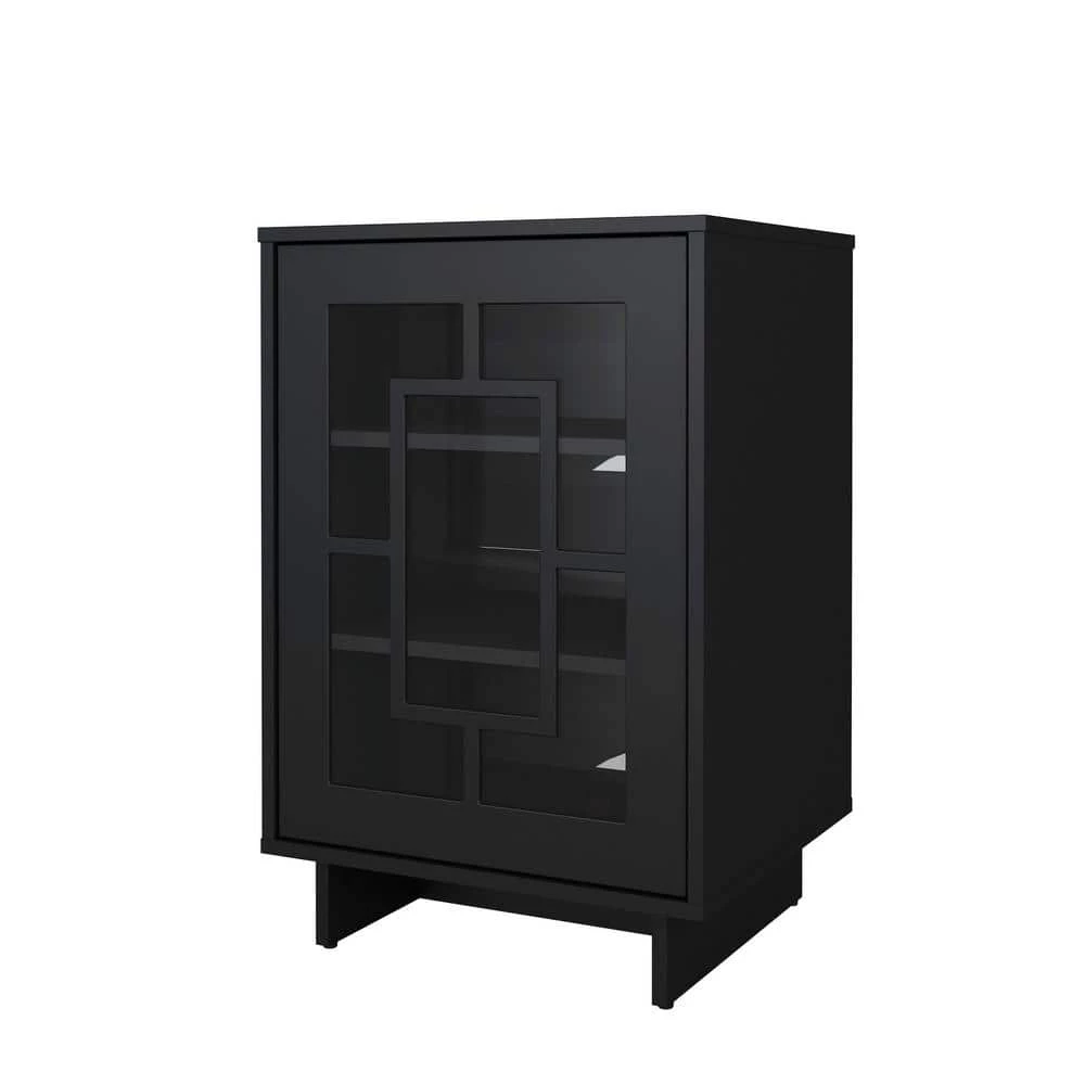 Paragon Black with Rectangular Design Detail Accent Cabinet with 1-Glass Door by Nexera 3 Paragon Black with Rectangular Design Detail Accent Cabinet with 1-Glass Door by Nexera