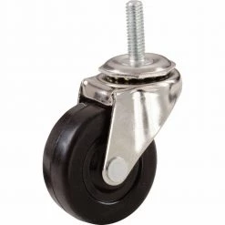 2 in. Black Soft Rubber and Steel Swivel Threaded Stem Caster with 80 lb. Load Rating (2-Pack) by Shepherd