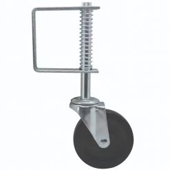 4 in. Black Hard Rubber and Steel Swivel Gate Caster with Adjustable Spring Bracket and 125 lb. Load Rating by Shepherd
