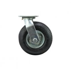 8 in. Black Rubber and Steel Pneumatic Swivel Plate Caster with 220 lb. Load Rating by Shepherd