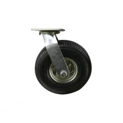 10 in. Black Rubber and Steel Pneumatic Swivel Plate Caster with 350 lb. Load Rating by Shepherd
