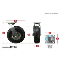 10 in. Black Rubber and Steel Pneumatic Swivel Plate Caster with 350 lb. Load Rating by Shepherd -Nexera Sales Store blacks shepherd casters 9796 76 1000