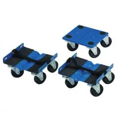 2.37 in. Black Rubber and Blue Powder-Coated Steel Snowmobile Dolly 3-Piece Set with 1000 lb. Load Rating by Shepherd