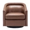 Brown Faux Leather Barrel Swivel Chair by ELUXURY -Nexera Sales Store brown faux leather eluxury accent chairs hac023 fl01 ch 64 1000