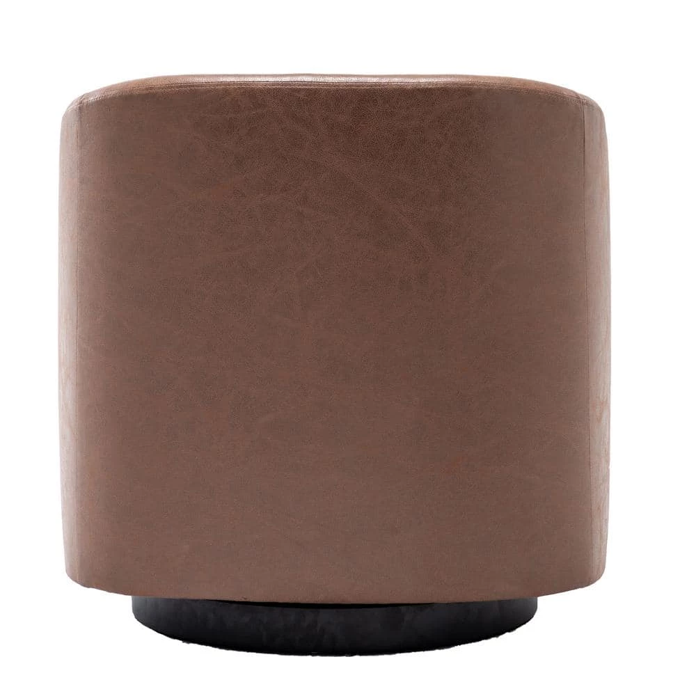 Brown Faux Leather Barrel Swivel Chair by ELUXURY 6 Brown Faux Leather Barrel Swivel Chair by ELUXURY - Image 4