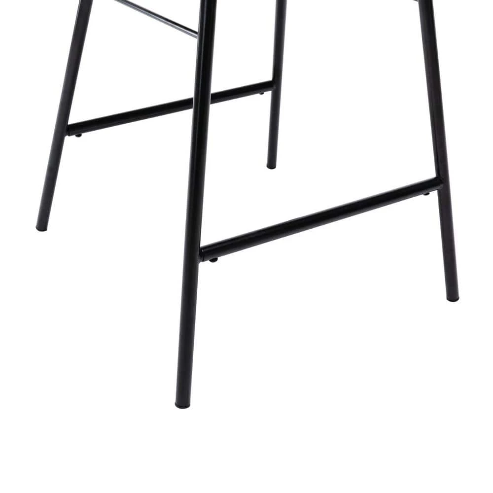 24.2 in. Seat Height Brown Faux Leather Modern Counter Stool with Horizontal Channel Tufting by ELUXURY 6 24.2 in. Seat Height Brown Faux Leather Modern Counter Stool with Horizontal Channel Tufting by ELUXURY - Image 4