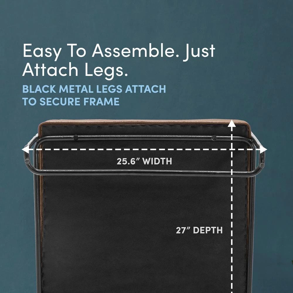 Brown Faux Leather Horizontal Channel Cushion Chair with Metal Arms and Legs by ELUXURY 10 Brown Faux Leather Horizontal Channel Cushion Chair with Metal Arms and Legs by ELUXURY - Image 8