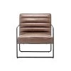 Brown Faux Leather Horizontal Channel Cushion Chair with Metal Arms and Legs by ELUXURY