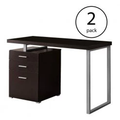 23.75 in., Left/Right Contemporary Computer Desk, Cappuccino (2 Pack) by Monarch Specialties