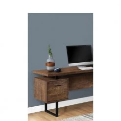 71 in. Home Office Right/Left Facing L Shape Computer Desk, Brown by Monarch Specialties -Nexera Sales Store brown monarch specialties computer desks vm 7309 77 1000