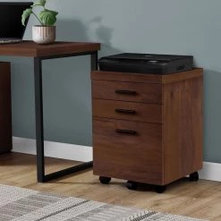 Brown Spacious 3-Drawer Home Office Rolling Filing Cabinet by Monarch Specialties -Nexera Sales Store brown monarch specialties file cabinets vm 7047 31 1000