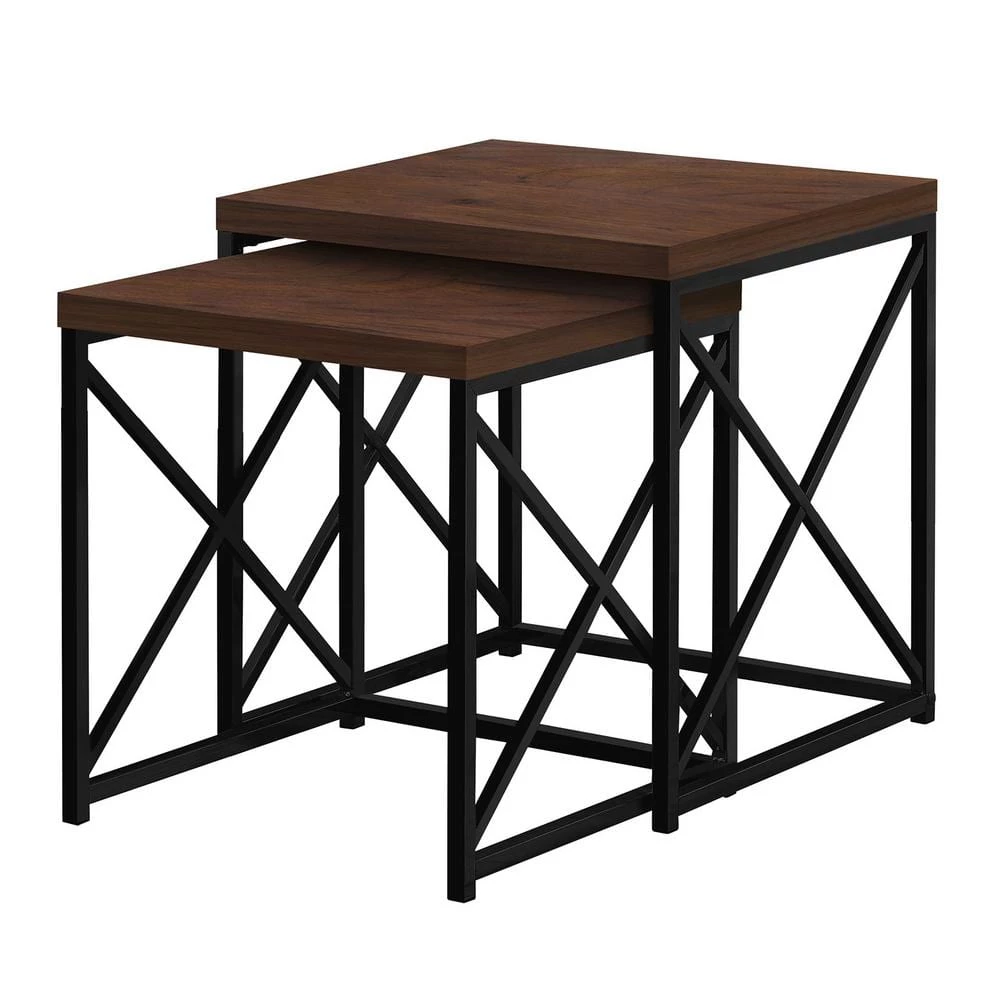 2 Piece Square Nesting Wood Accent Coffee Table Set, Cherry and Black by Monarch Specialties 3 2 Piece Square Nesting Wood Accent Coffee Table Set, Cherry and Black by Monarch Specialties