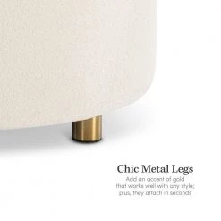 Sadie Storage Ottoman with Lift Off Lid & Metal Legs, Cream Faux Shearling with Gold Metal Legs by ELUXURY -Nexera Sales Store cream faux shearling eluxury ottomans hso010 ff08 cr 1f 1000