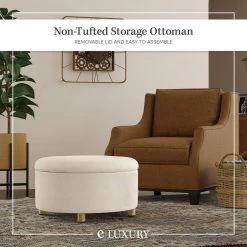 Sadie Storage Ottoman with Lift Off Lid & Metal Legs, Cream Faux Shearling with Gold Metal Legs by ELUXURY -Nexera Sales Store cream faux shearling eluxury ottomans hso010 ff08 cr c3 1000