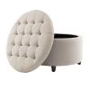 Round Cream Tufted Upholstered Storage Ottoman by ELUXURY 1 Round Cream Tufted Upholstered Storage Ottoman by ELUXURY -Nexera Sales Store cream upholstered eluxury ottomans hso001 w07 cr 64 1000
