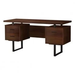 60 in. x 24 in. Dark Brown Wood/Metal Home Office Long Compact Computer Desk by Monarch Specialties