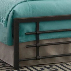 Colton Carbon Steel Brown Metal California King Panel Bed Frame by ELUXURY -Nexera Sales Store dark silver gray with brassy undertones eluxury panel beds lpcoltonbed ck 1d 1000