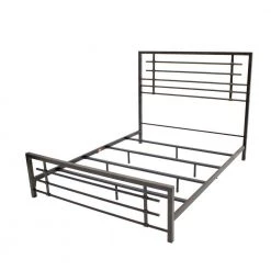 Colton Carbon Steel Brown Metal California King Panel Bed Frame by ELUXURY -Nexera Sales Store dark silver gray with brassy undertones eluxury panel beds lpcoltonbed ck e1 1000
