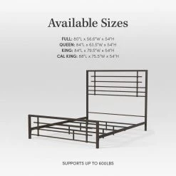 Colton Carbon Steel Brown Metal Queen Panel Bed Frame by ELUXURY -Nexera Sales Store dark silver gray with brassy undertones eluxury panel beds lpcoltonbed qn 44 1000