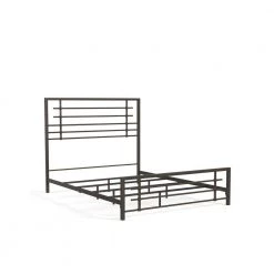 Colton Carbon Steel Brown Metal Queen Panel Bed Frame by ELUXURY