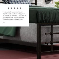 Colton Carbon Steel Brown Metal Queen Panel Bed Frame by ELUXURY -Nexera Sales Store dark silver gray with brassy undertones eluxury panel beds lpcoltonbed qn 76 1000
