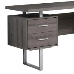 Dark Taupe Rolling 3 Drawer Storage Cabinet and Monarch 60 in. Office Computer Desk by Monarch Specialties -Nexera Sales Store dark taupe monarch specialties accent cabinets vm 7049 vm 7082 1f 1000