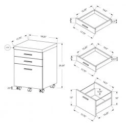 Dark Taupe Rolling 3 Drawer Storage Cabinet and Monarch 60 in. Office Computer Desk by Monarch Specialties -Nexera Sales Store dark taupe monarch specialties accent cabinets vm 7049 vm 7082 77 1000