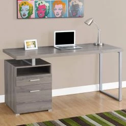 60 in. Dark Taupe with Filing Drawer Contemporary Computer Desk by Monarch Specialties -Nexera Sales Store dark taupe monarch specialties computer desks ms vm7145 31 1000