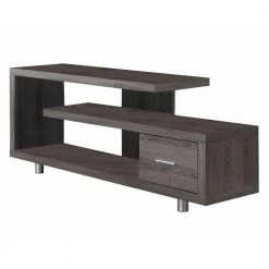 60 in. Dark Taupe Modern Art Deco TV Stand with 1-Drawer by Monarch Specialties