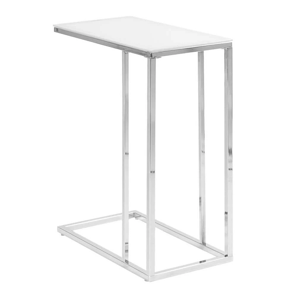 Contemporary Accent 18.25 in. White Rectangular Frosted Glass Side End Table (2 Pack) by Monarch Specialties 3 Contemporary Accent 18.25 in. White Rectangular Frosted Glass Side End Table (2 Pack) by Monarch Specialties