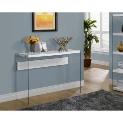 32 in. Glossy White/Clear Standard Rectangle Wood Console Table by Monarch Specialties -Nexera Sales Store glossy white monarch specialties console tables vm 3288 31 1000