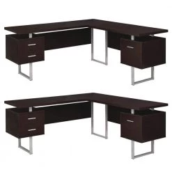 70 in. Contemporary Computer Desk Cappuccino(2 Pack) by Monarch Specialties