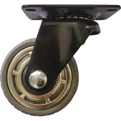 3 in. Gray Soft Rubber Chrome and Steel Swivel Plate Caster with 132 lb. Load Rating (4-Pack) by Shepherd