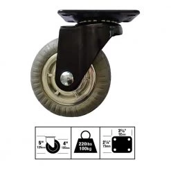 4 in. Gray Soft Rubber Chrome and Steel Swivel Plate Caster with 220 lb. Load Rating (4-Pack) by Shepherd -Nexera Sales Store grays shepherd casters 8269e 44 1000